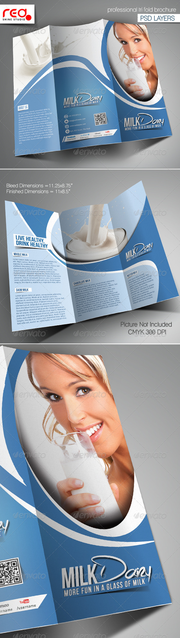Milk Shop Trifold Brochure Template - Catalogs Brochures