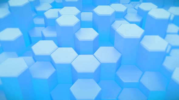 Puffy Blue Perspective Hexagon Background