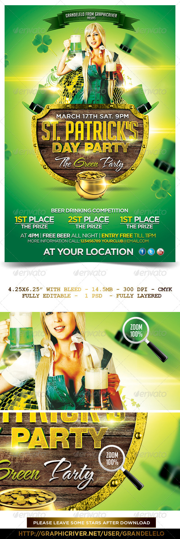 St. Patricks Day Flyer Template - Holidays Events