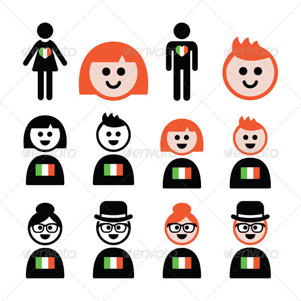 St Patrick's Day Irish People with Red Hair - People Characters