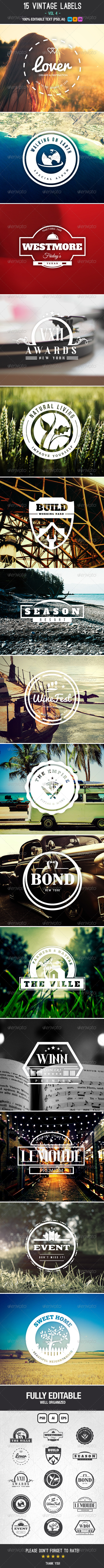 Vintage Labels and Badges Vol.4 - Badges & Stickers Web Elements
