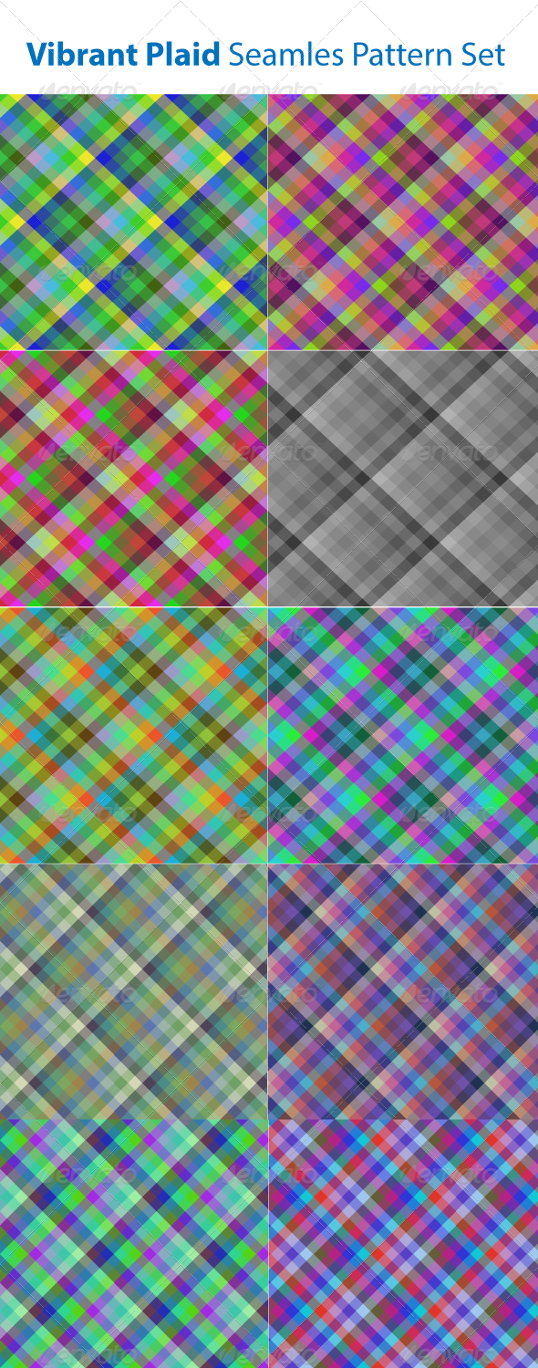 Vibrant Plaid Seamless Pattern Set - Patterns Decorative