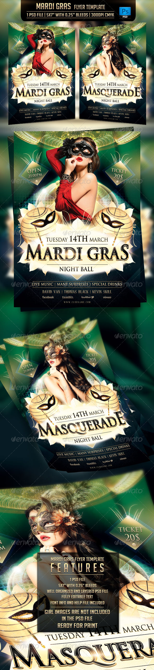 Mardi Gras Flyer Template - Events Flyers