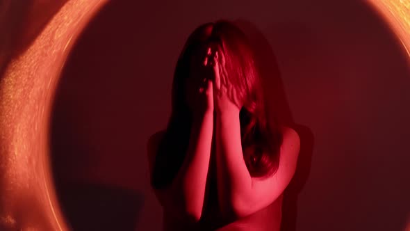 Crying Woman Female Abuse Depression Violence Red alt