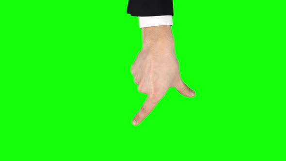Man Hand in Black Jacket and White Shirt Is Performing Spread and Pinch at Tablet Screen Gesture on alt