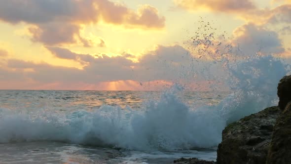 Sea Waves Splash In Slow Motion