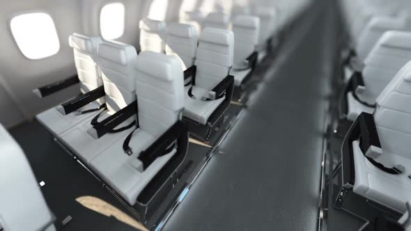 An endless walk through the airplane's economy class corridor. Loopable. HD alt