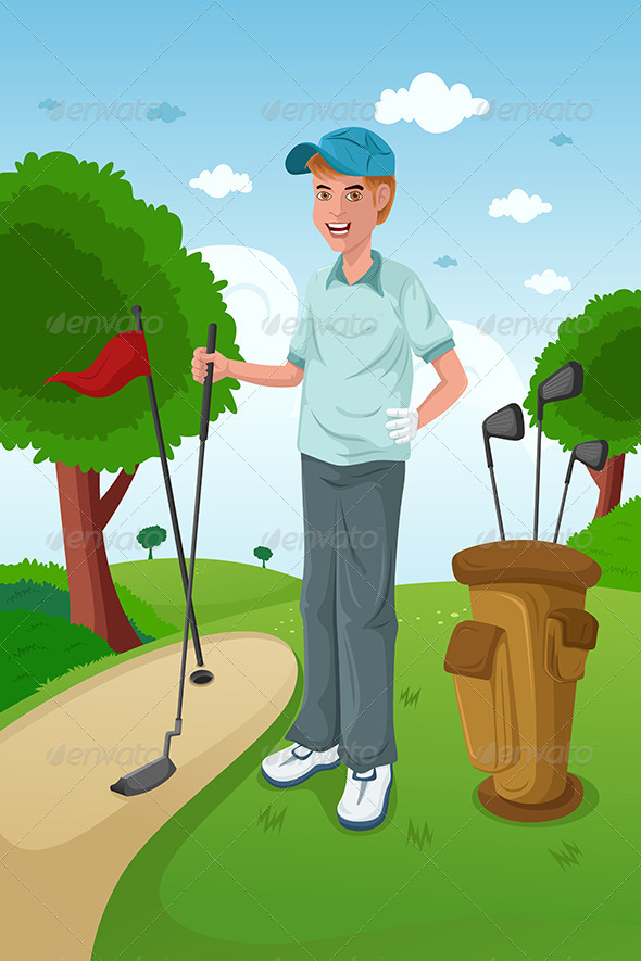 Man Playing Golf - Sports/Activity Conceptual