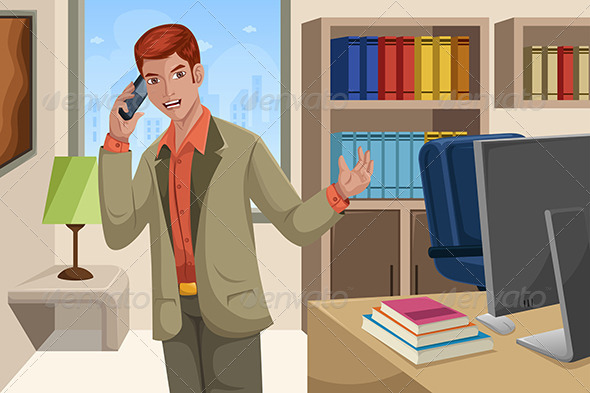 Businessman Talking on the Phone - Business Conceptual
