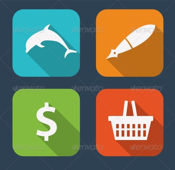 Modern Flat Icon Set for Web and Mobile Application - Web Technology