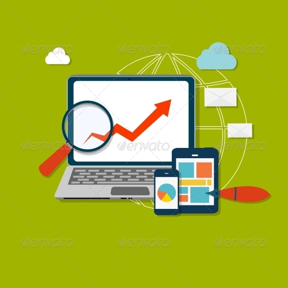 Modern Flat Icon Set for Web and Mobile Application - Web Technology