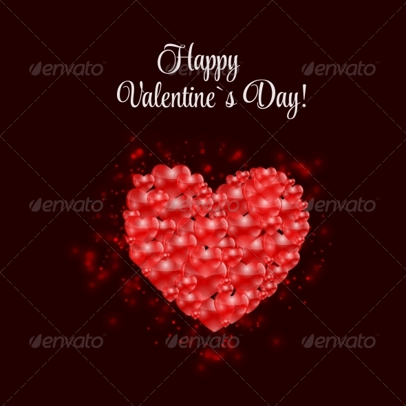 Happy Valentines Day Card with Heart. Vector - Valentines Seasons/Holidays
