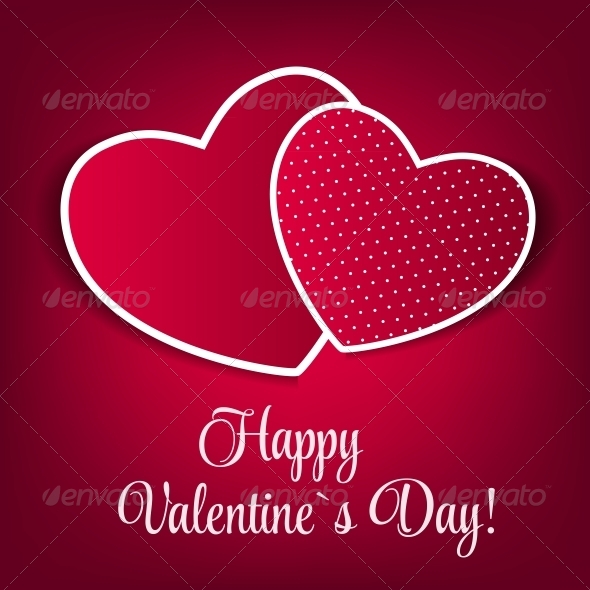Happy Valentines Day Card with Heart. Vector - Valentines Seasons/Holidays