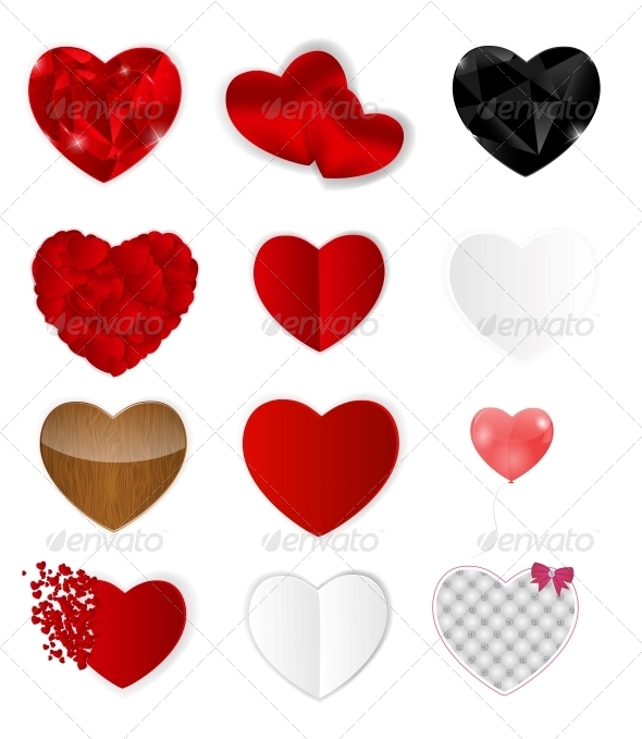 Set of Hearts - Vector Illustration - Web Technology
