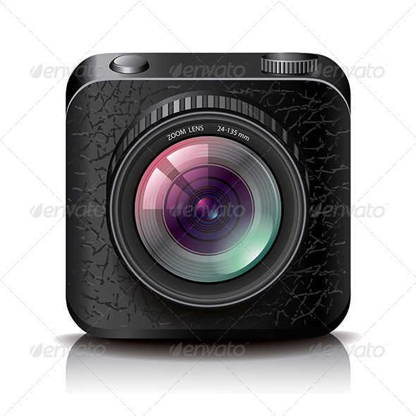 Black Photo Camera Icon for Apps - Technology Icons