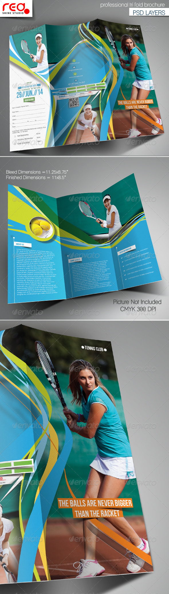Tennis Club Trifold Brochure Template - Brochures Print Templates