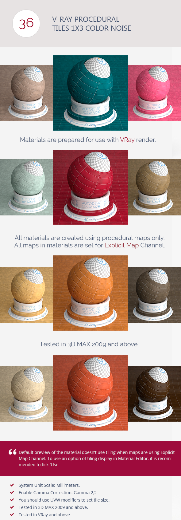 V-Ray Procedural Tiles - 3Docean 6731626