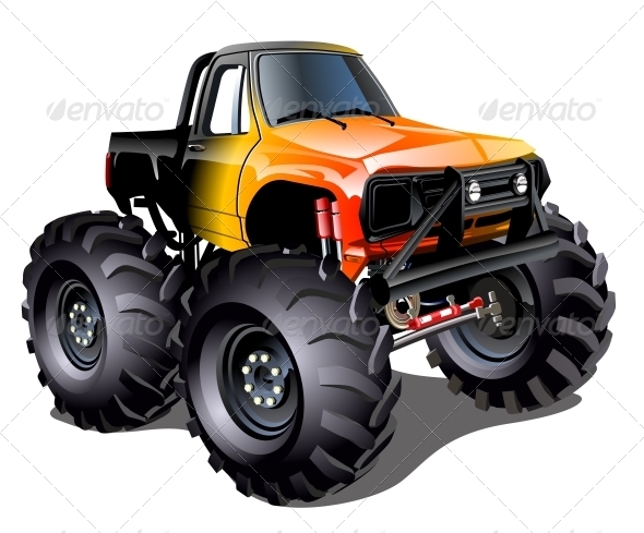 Cartoon Monster Truck - Man-made Objects Objects