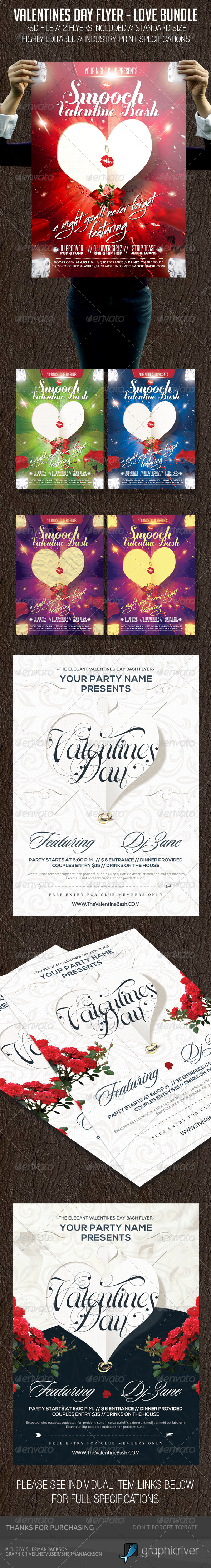 Valentines Day Love Flyer Bundle - Clubs & Parties Events