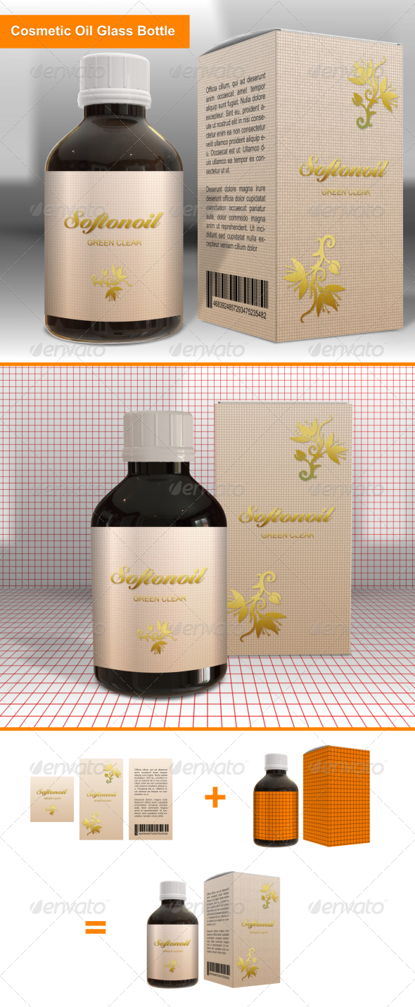 Cosmetic Oil Glass Bottle - Packaging Product Mock-Ups