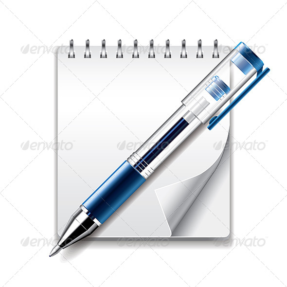Notepad and Gel Pen Icon - Man-made Objects Objects
