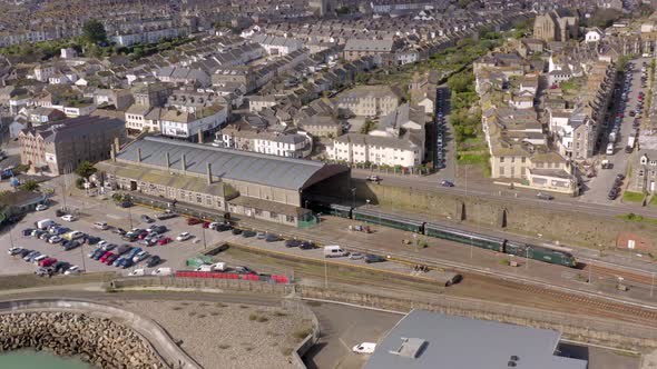 Penzance Railway Station in Cornwall UK Aerial alt