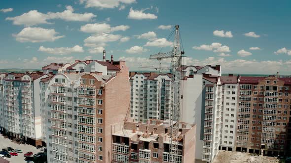 Aerial Drone View of Construction Building in City. Wide alt