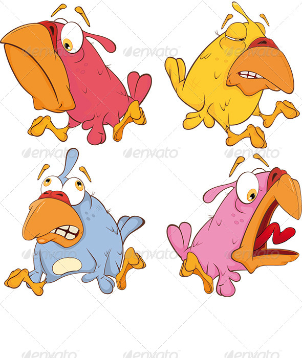 Set of Birdies Cartoon - Animals Characters