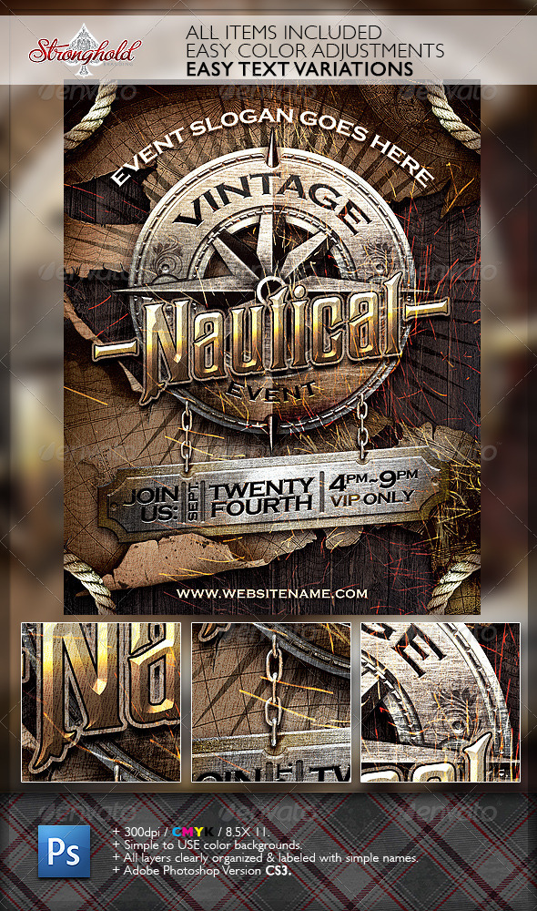 Vintage Nautical Travel Flyer Template - Events Flyers