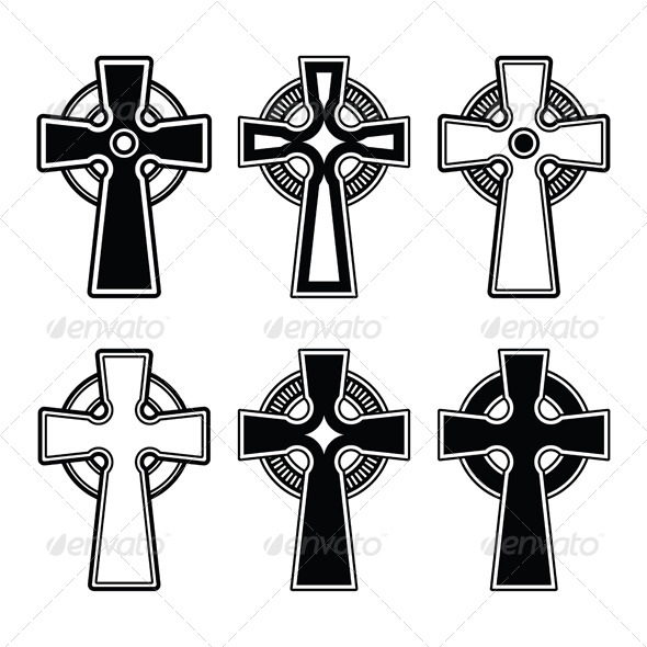 Irish and Scottish Celtic Cross Signs - Religion Conceptual