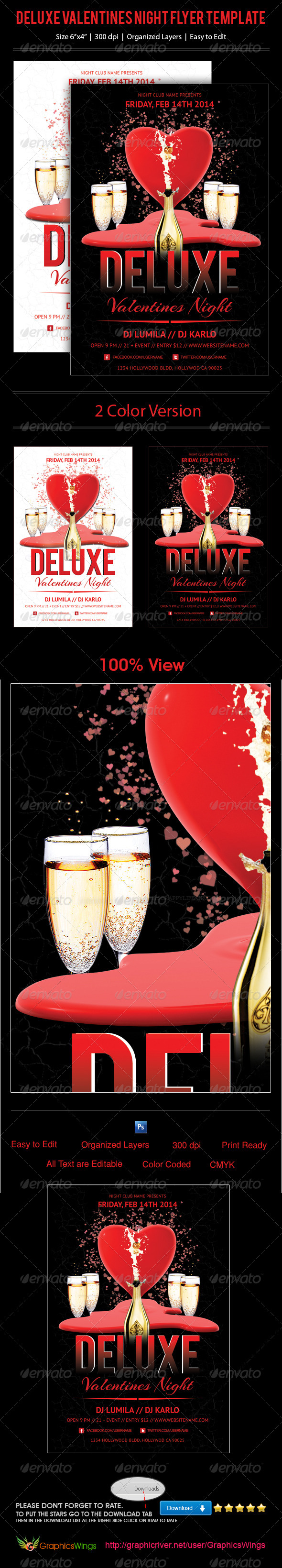 Deluxe Valentines Night Flyer Template - Events Flyers