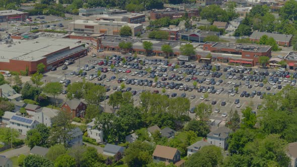 Wheatly Plaza Shopping and Dining Parking Lot in Roslyn Long Island Aerial alt