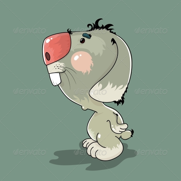 Little Rabbit with a Red Nose and Big Teeth - Animals Characters