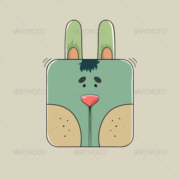 Stylized Square Face Rabbit - Valentines Seasons/Holidays