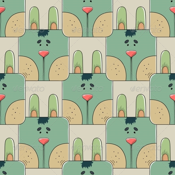 Seamless Pattern the Face of a Rabbit - Patterns Decorative