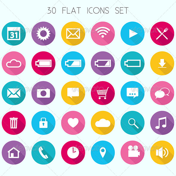 Flat Icons Set - Technology Conceptual