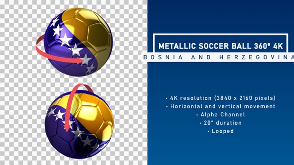 Metallic Soccer Ball 360º 4K - Bosnia And Herzegovina