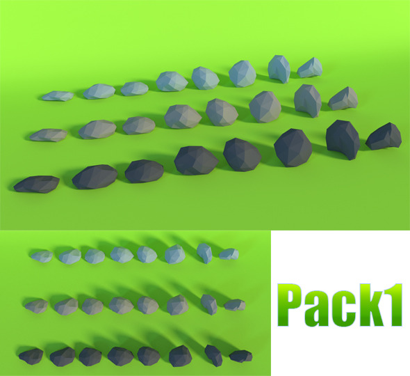 LowPoly Stones .Pack1 - 3Docean 6742121