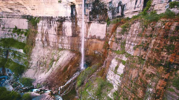 Impressive Panorama of Huge Kinchkha Waterfall Imereti Region Georgia alt