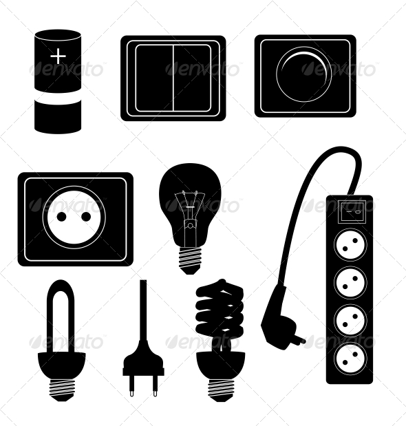 Electric Accessories Silhouette Icons - Web Technology