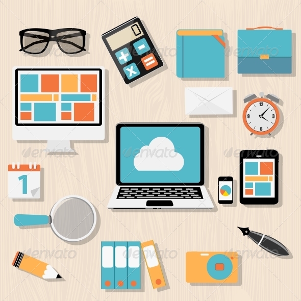 Modern Flat Icon Set for Web and Mobile Application - Web Technology