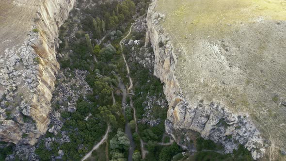 Ihlara Valley Canyon View From Air During Sunrise