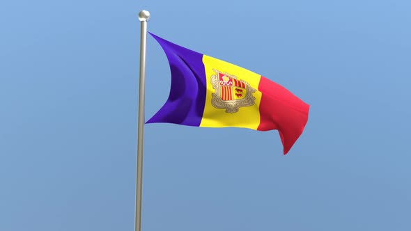 Andorran flag on flagpole. alt