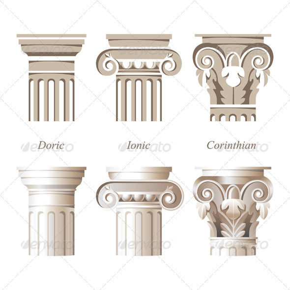 Columns in Different Styles - Objects Vectors