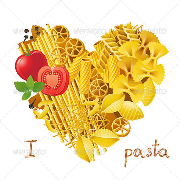 Heart Made from Pasta - Food Objects