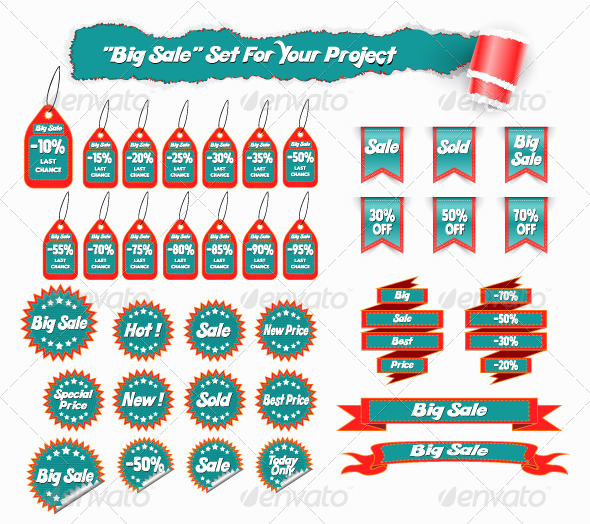 Big Sale Set of Stickers and Tags - Retail Commercial / Shopping