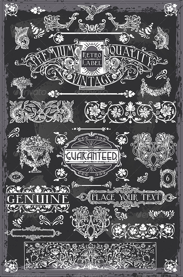 Vintage Hand Drawn Graphic Blackboard Banners - Decorative Vectors
