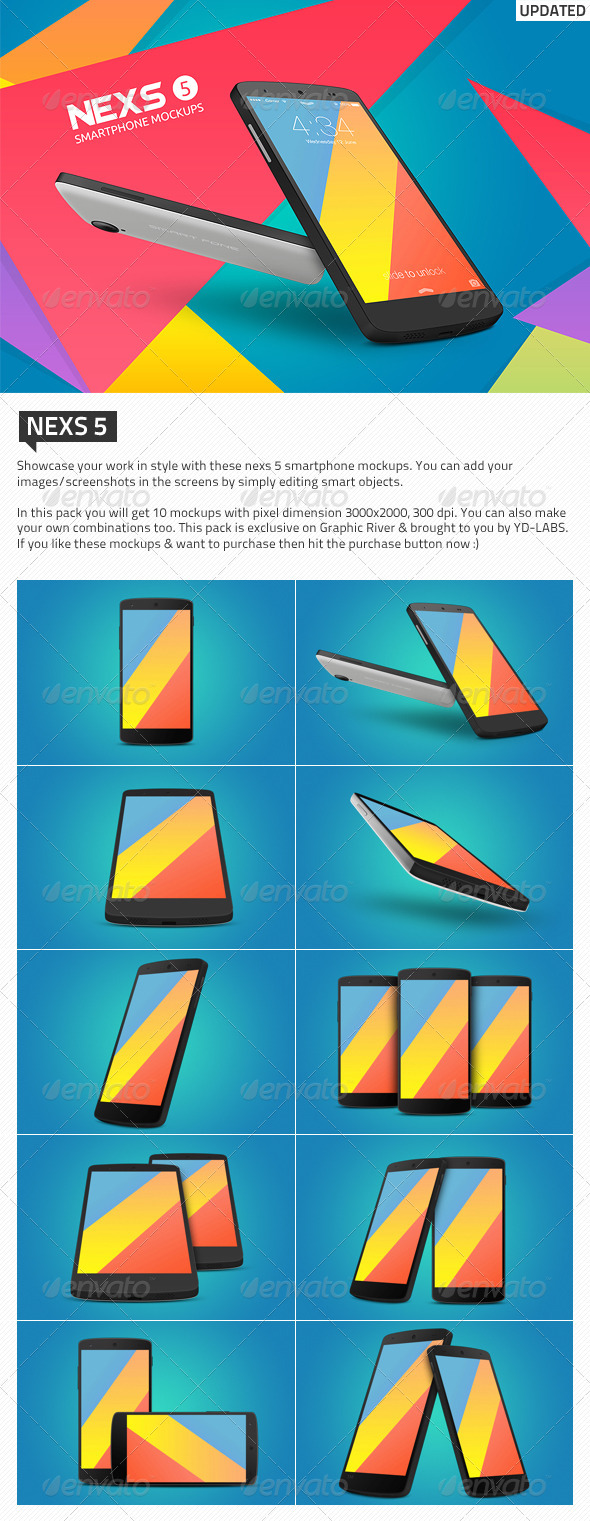 Nexs 5 Smartphone Mockups - Mobile Displays