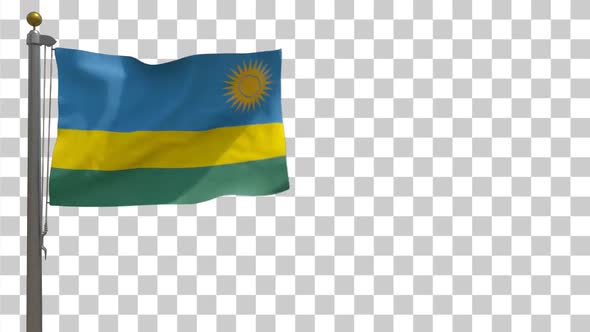Rwanda Flag on Flagpole with Alpha Channel alt