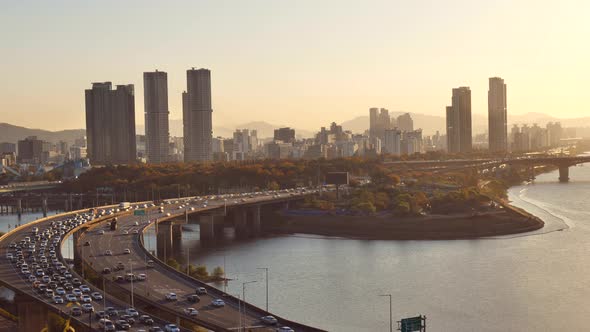  View of Seoul City Skyline at Sunrise South Korea